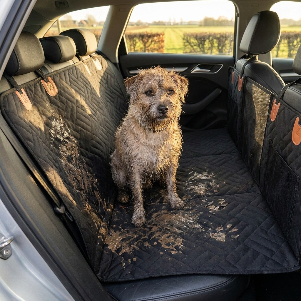MAJESTIC - vieze hond op beschermde achterbank